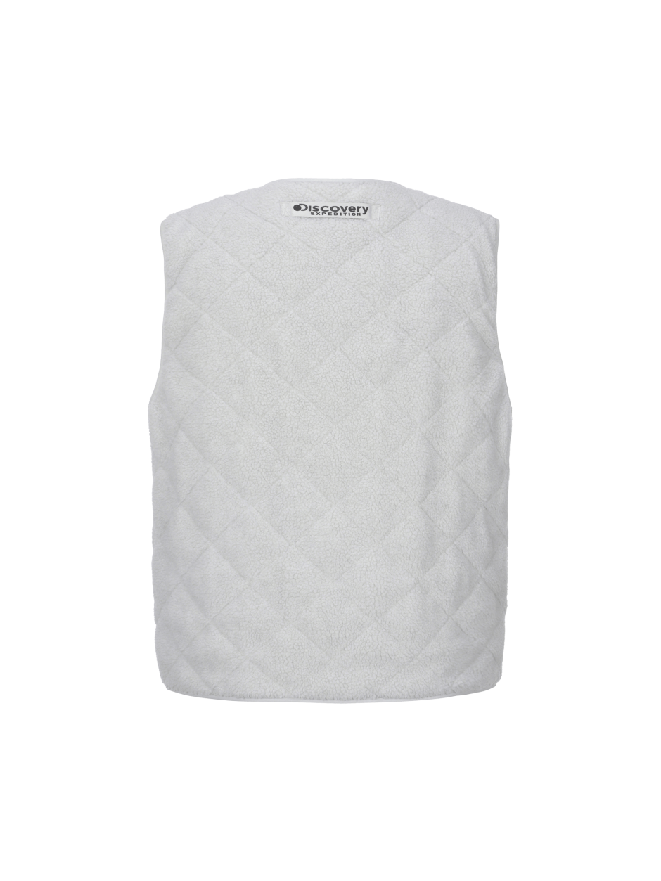 Discovery 雙面縫紉 抓絨 背心 夾克 淺灰