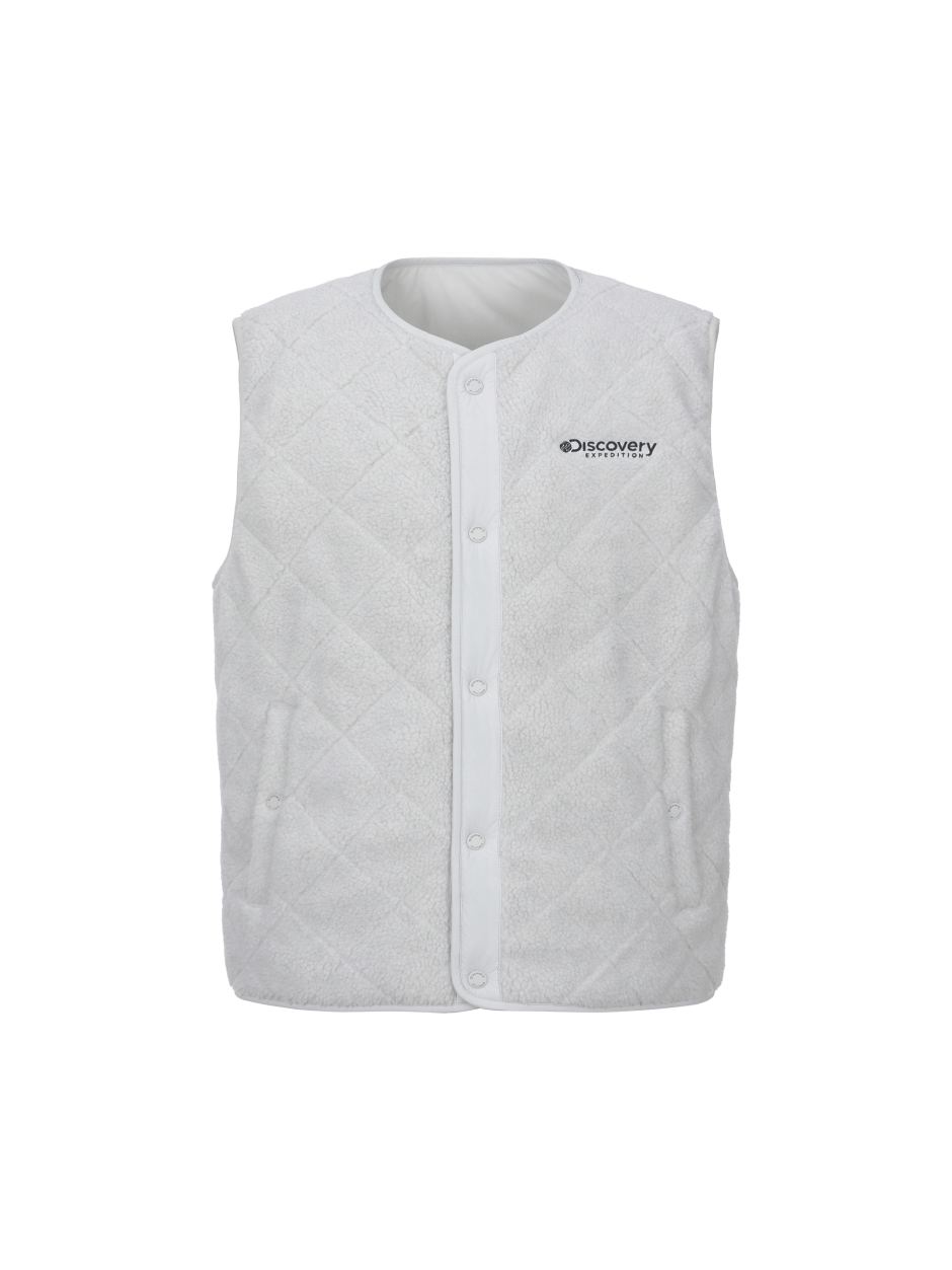 Discovery 雙面縫紉 抓絨 背心 夾克 淺灰