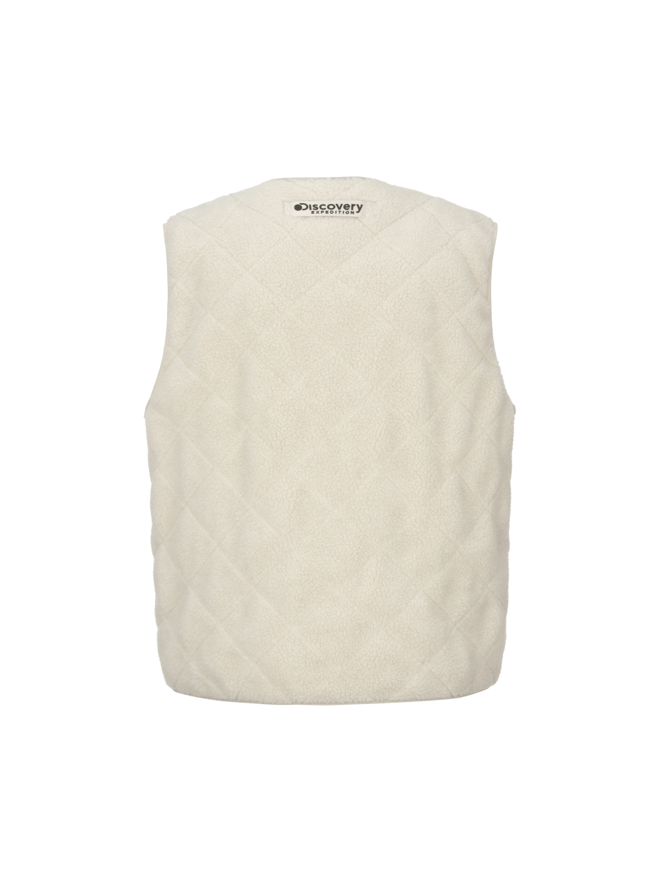 Discovery 雙面縫紉 抓絨 背心 夾克 米色