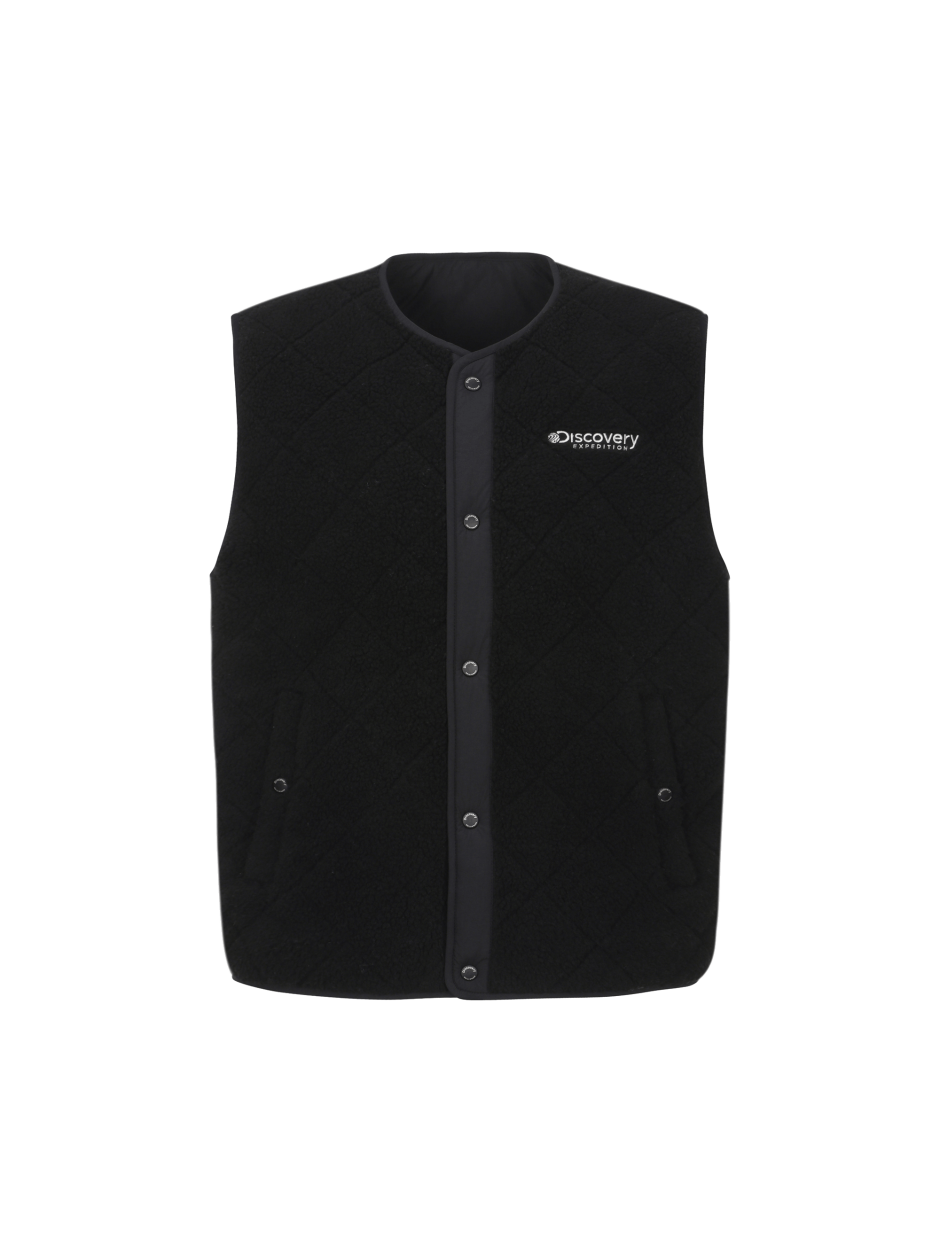 Discovery 雙面縫紉 抓絨 背心 夾克 黑色