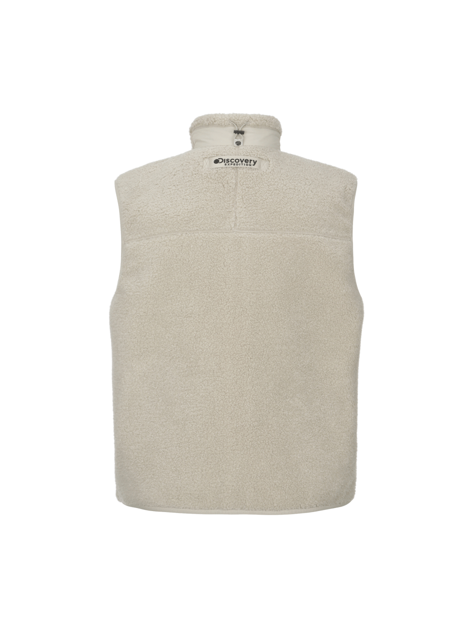 Discovery 百搭 素色 抓絨背心 夾克 米色