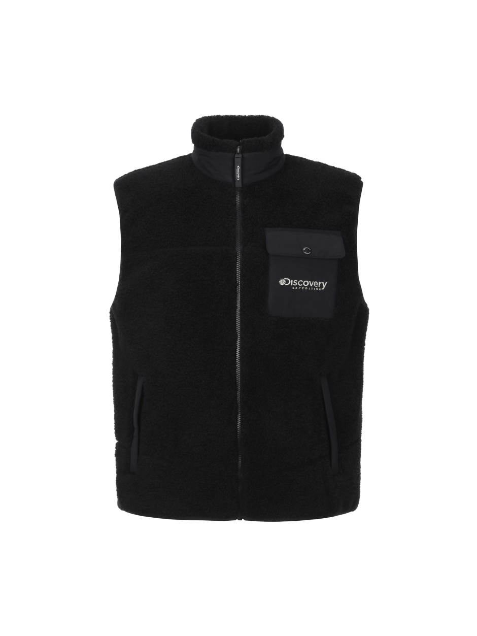 Discovery 百搭 素色 抓絨背心 夾克 黑色