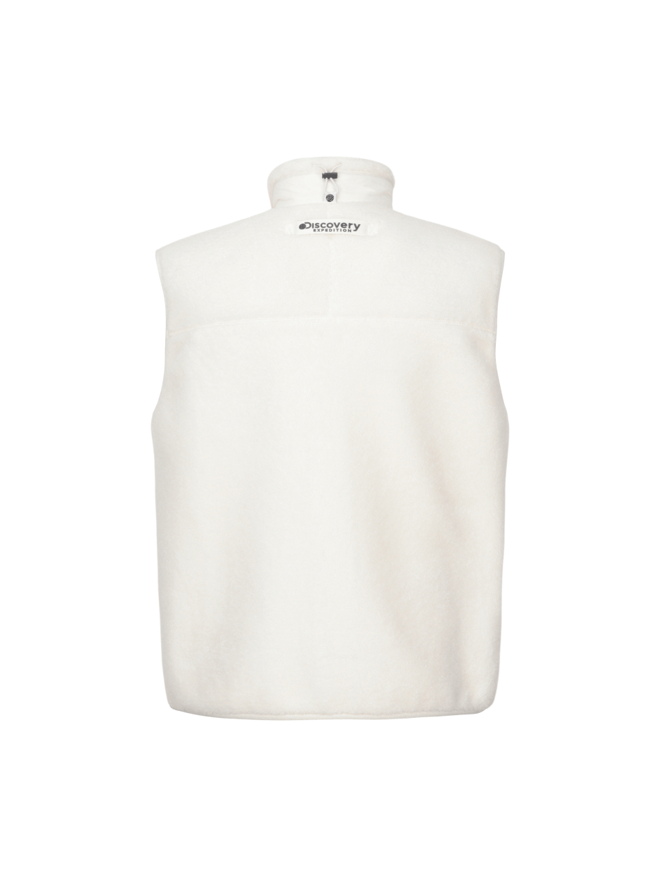 Discovery 百搭 素色 抓絨背心 夾克 象牙白