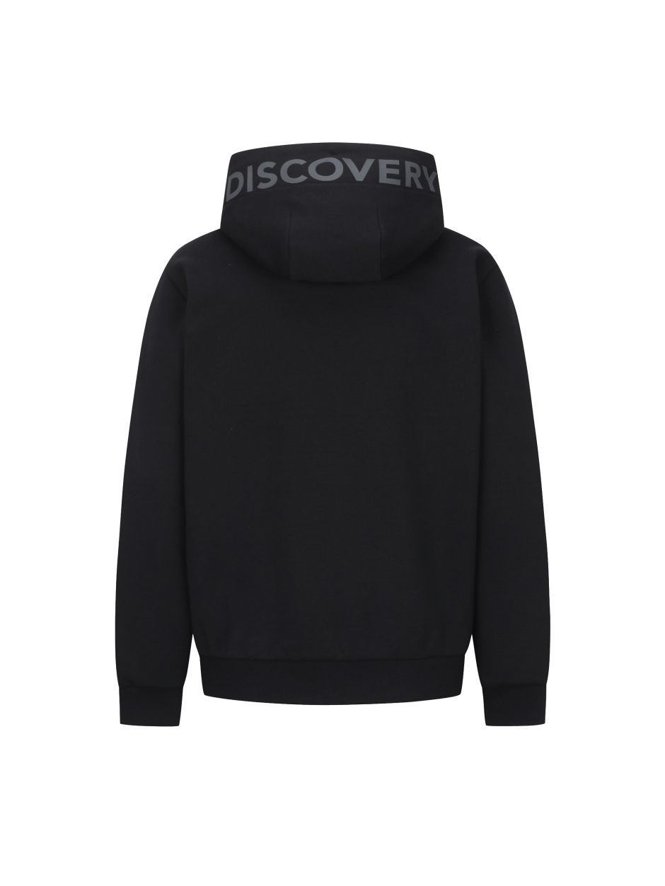 Discovery 小LOGO 連帽拉鍊 抓絨 外套 夾克 休閒 黑色 男