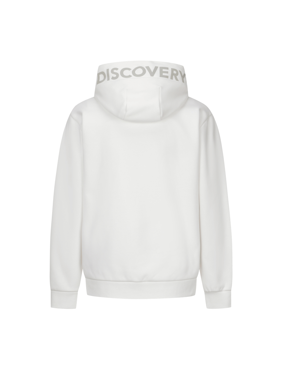 Discovery 小LOGO 連帽拉鍊 抓絨 外套 夾克 休閒 白色 男
