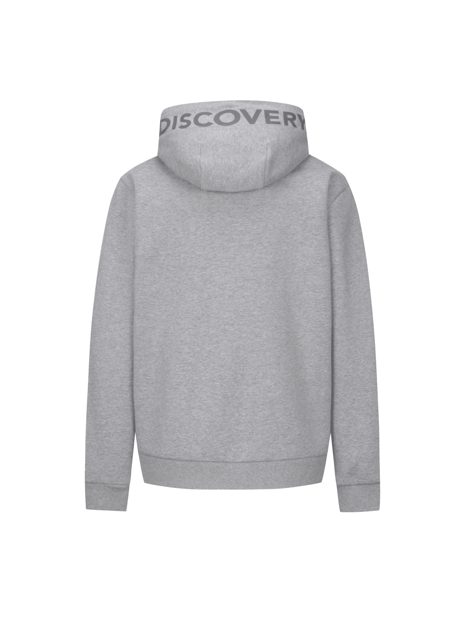 Discovery 小LOGO 連帽拉鍊 抓絨 外套 夾克 休閒 灰色 男