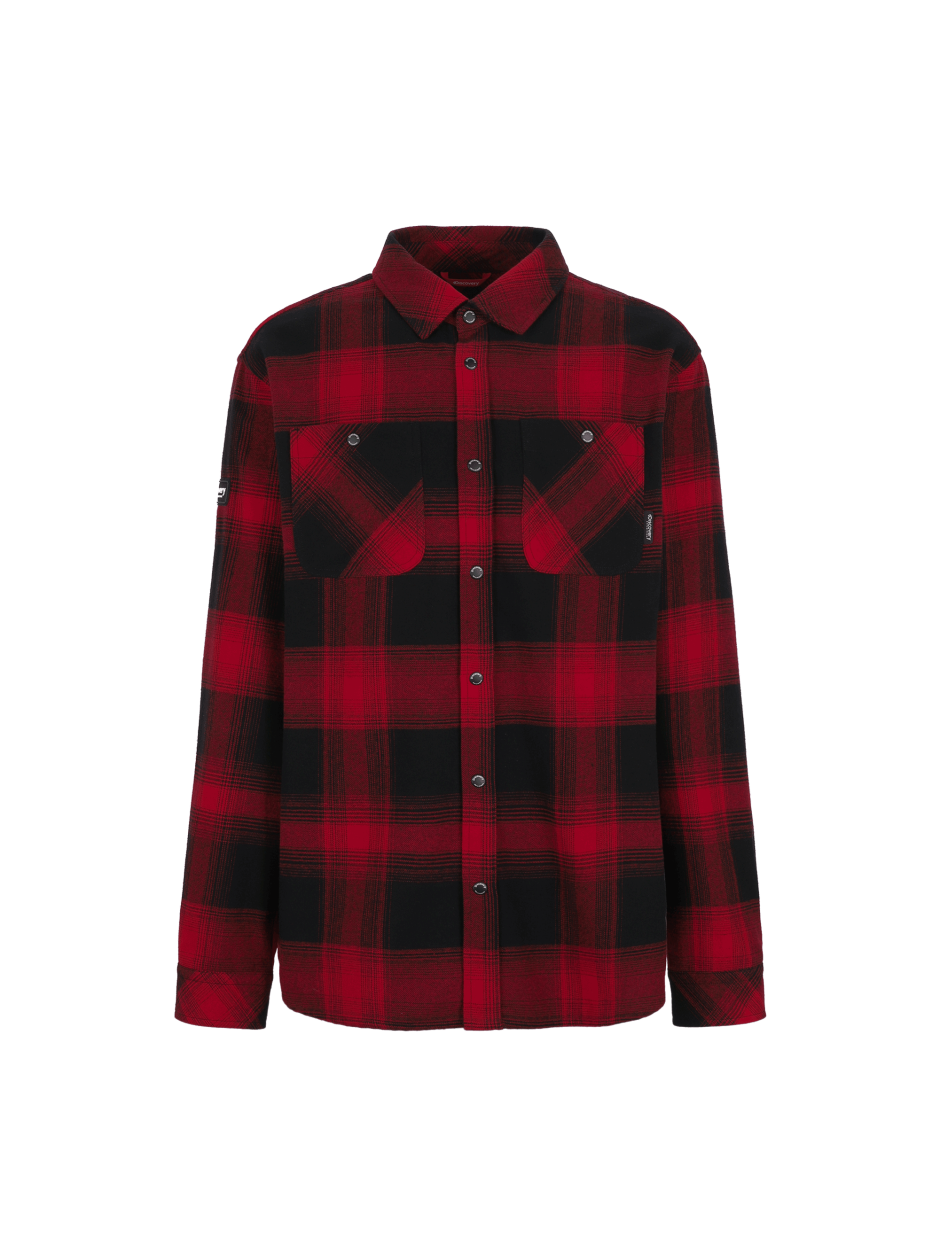 Discovery 小LOGO 法蘭絨 格紋襯衫 長袖 紅 男