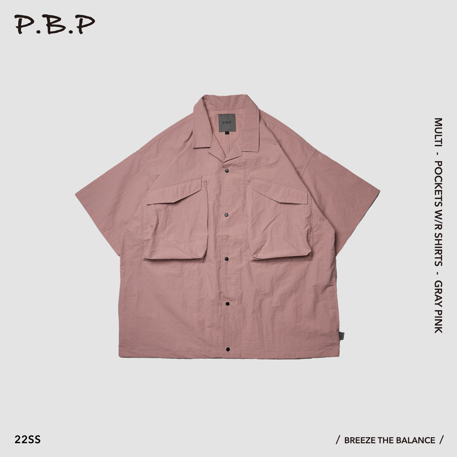 P.B.P - Multi Pockets W/R Shirts - Gray Pink