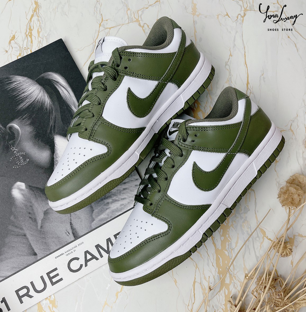 【Luxury】NIKE DUNK LOW "Medium Olive" 橄欖綠 白綠 休閒男女鞋 DD1503-120