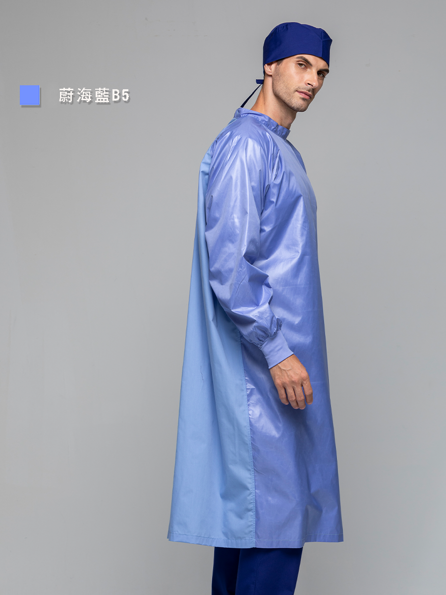 【 F807-B5 】高強度防潑水隔離衣-蔚海藍