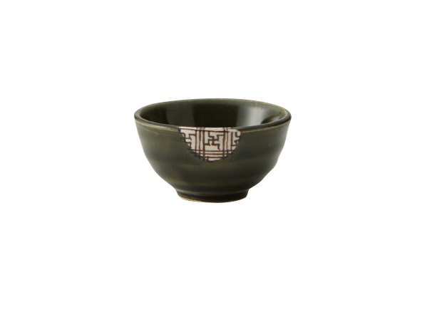 丸モ高木陶器 格子花紋陶瓷清酒杯