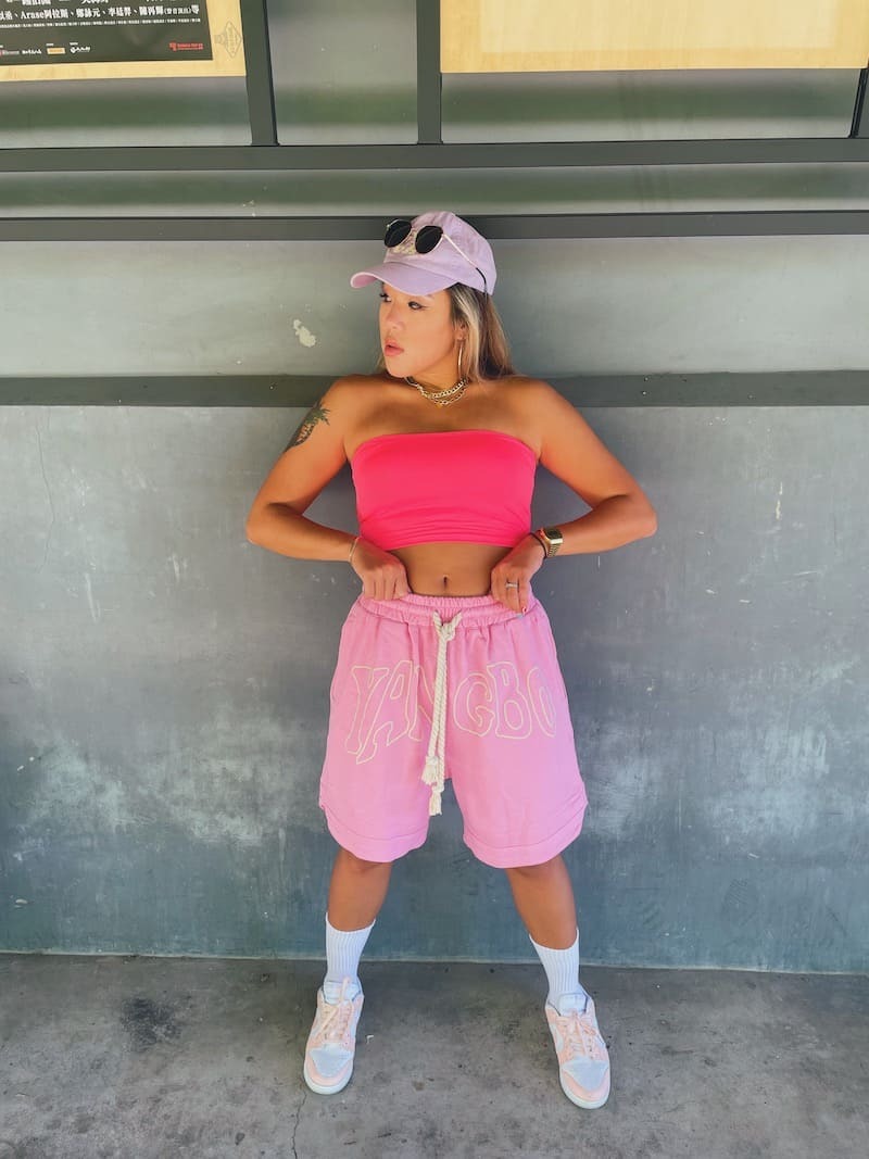 美式嘻哈粉五分褲