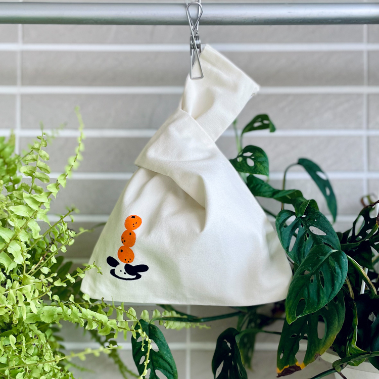 Hoi ホーイ｜絕版｜手工絹印手提小包｜橘子款｜白