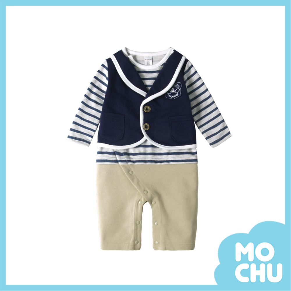 海洋紳士假兩件連身衣