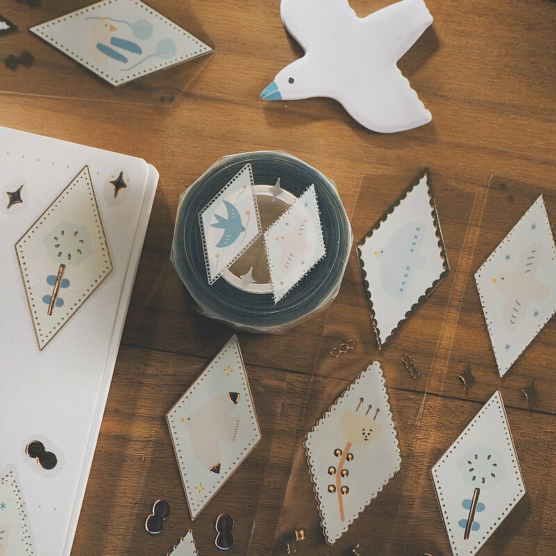 右手超人｜PET膠帶｜燙銀亮面｜鳥和花