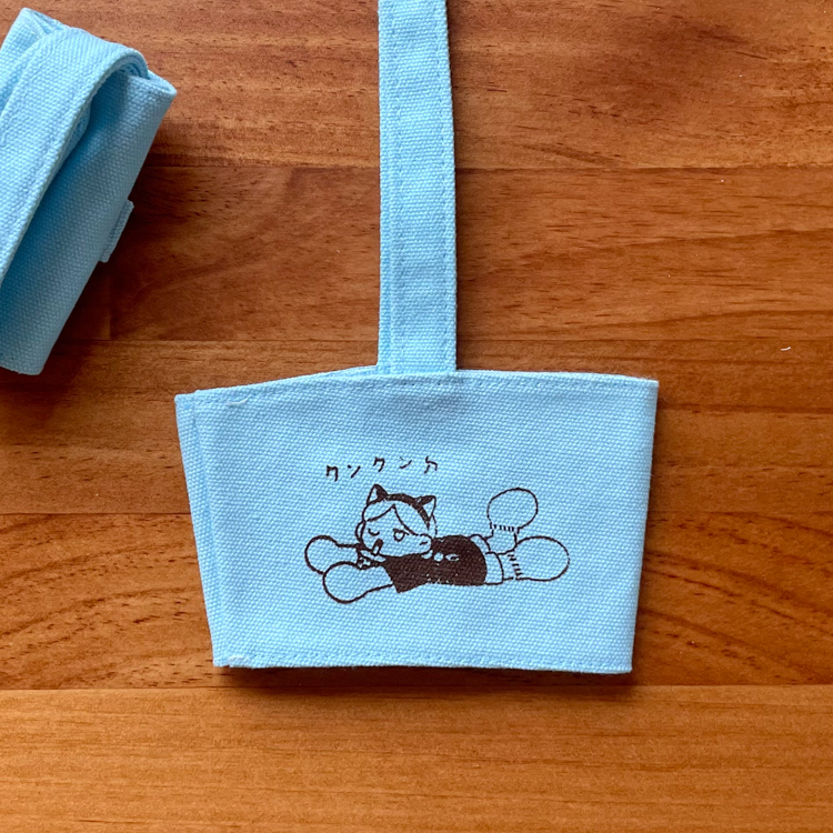 Hoi ホーイ｜絕版｜手工絹印手搖杯飲料袋｜睏睏ㄉ｜藍