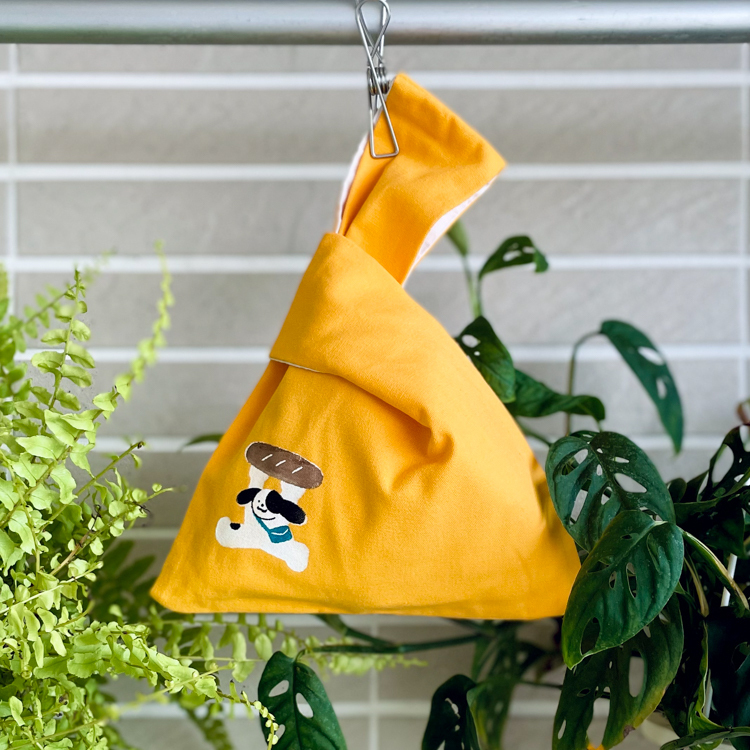 Hoi ホーイ｜絕版｜手工絹印手提小包｜麵包郵差｜黃