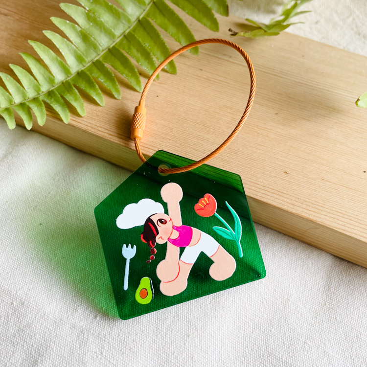 Hoi ホーイ｜壓克力吊飾｜Yoga｜綠