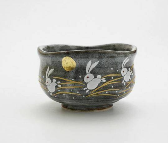 日本製 九谷燒 抹茶碗 月兔子