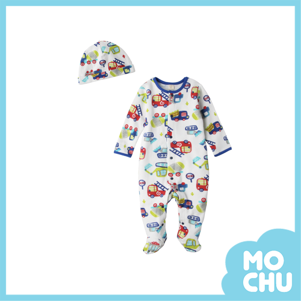 亮彩車車長袖連身衣＋帽(包腳款)