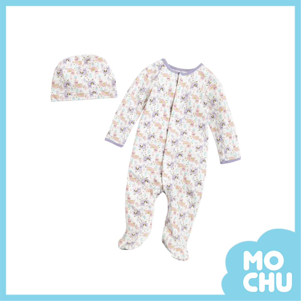 粉嫩羊駝長袖連身衣＋帽(包腳款)