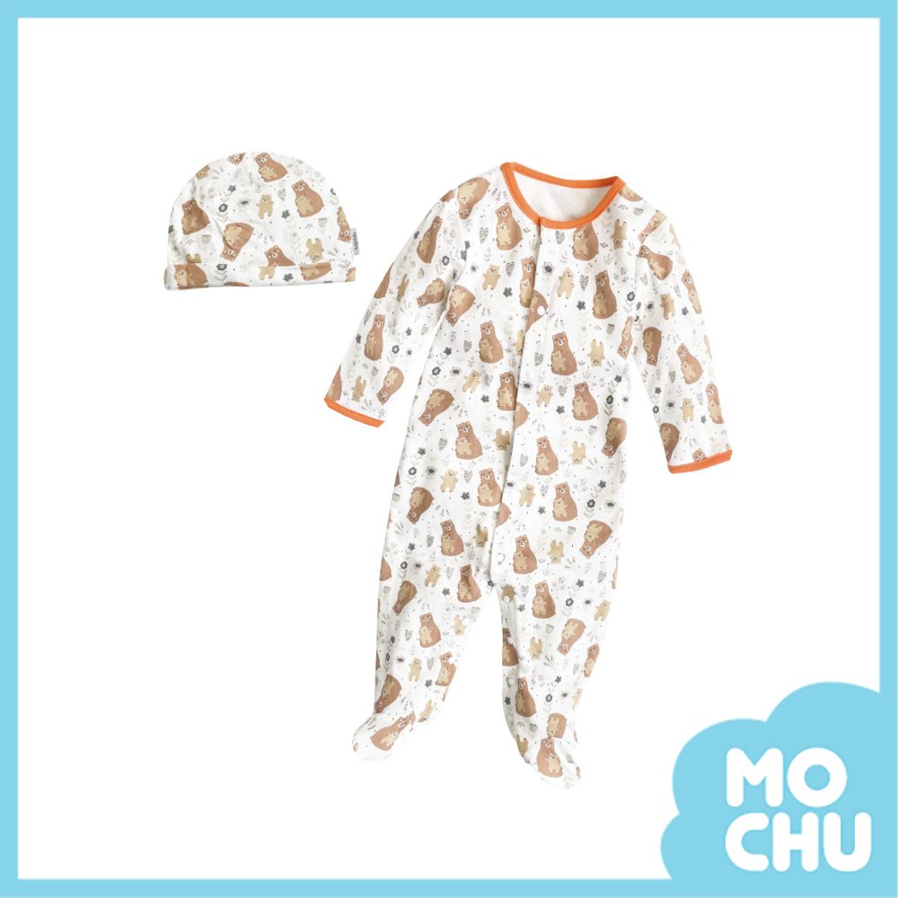 熊寶寶長袖連身衣＋帽(包腳款)