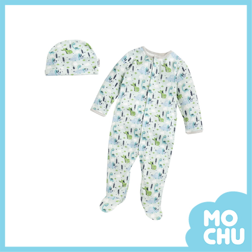 藍綠恐龍長袖連身衣＋帽(包腳款)