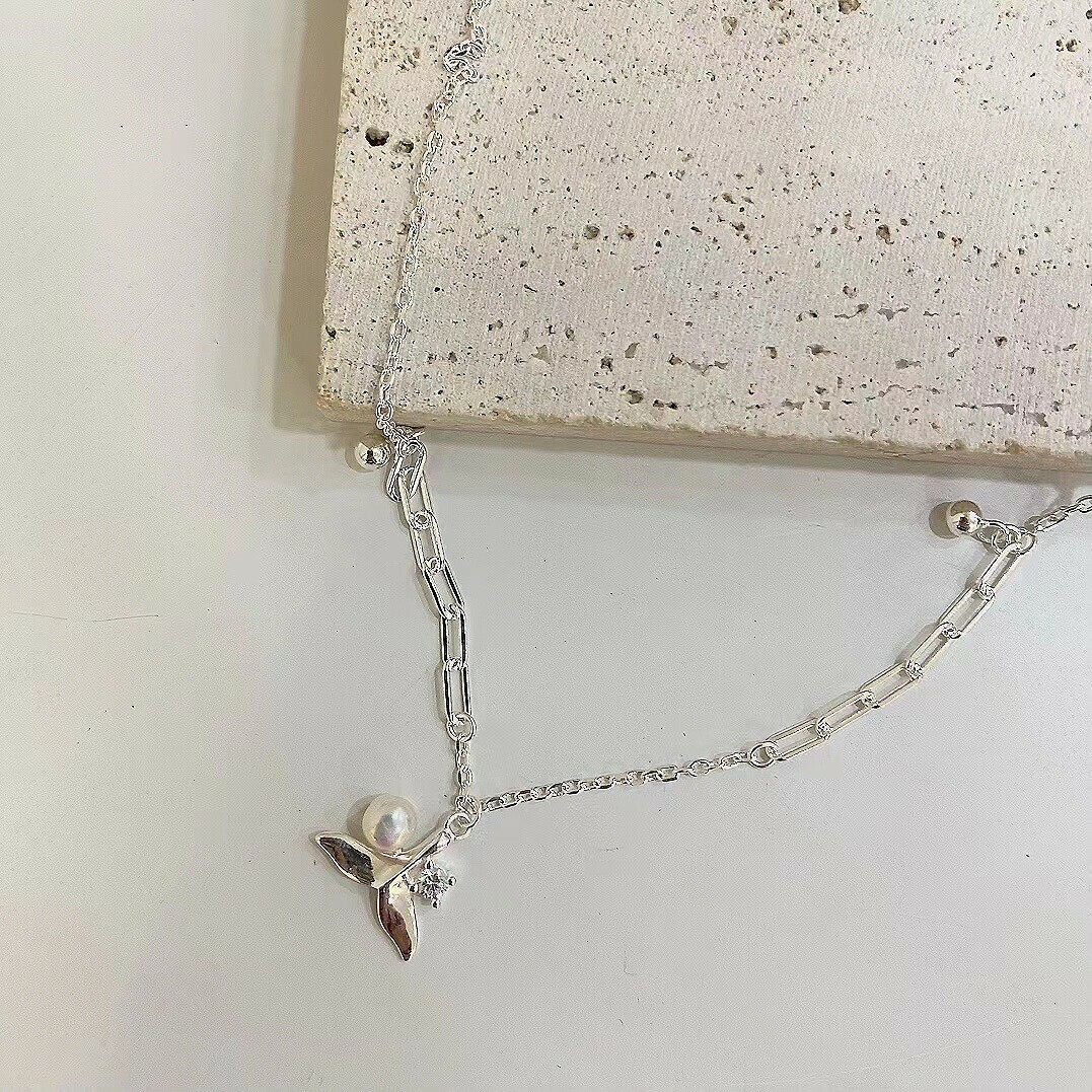 y38海洋．魚尾純銀鎖骨鏈