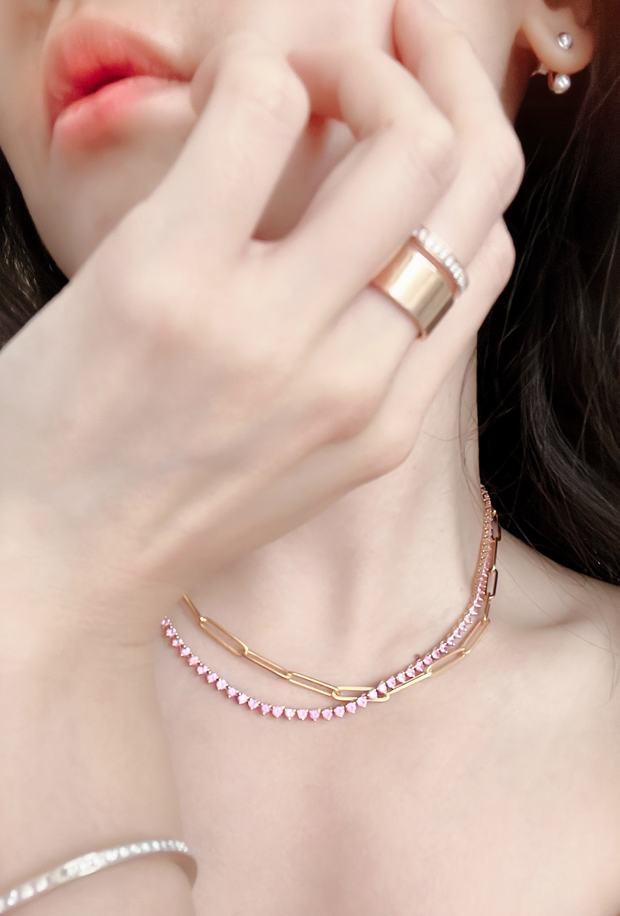Pink Sapphire Rivière Necklace