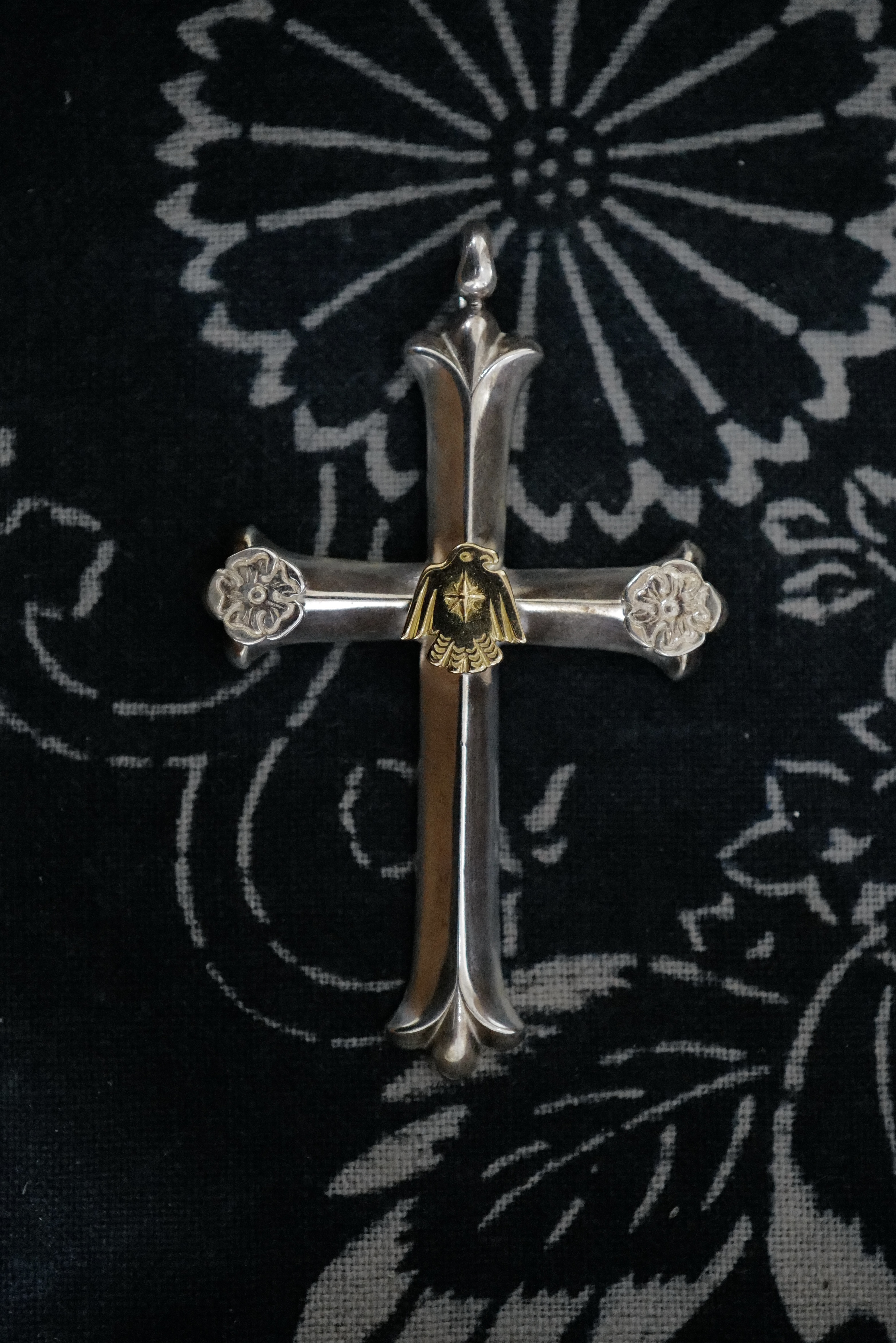 銀玫瑰x2 18K金雷鳥十字架*