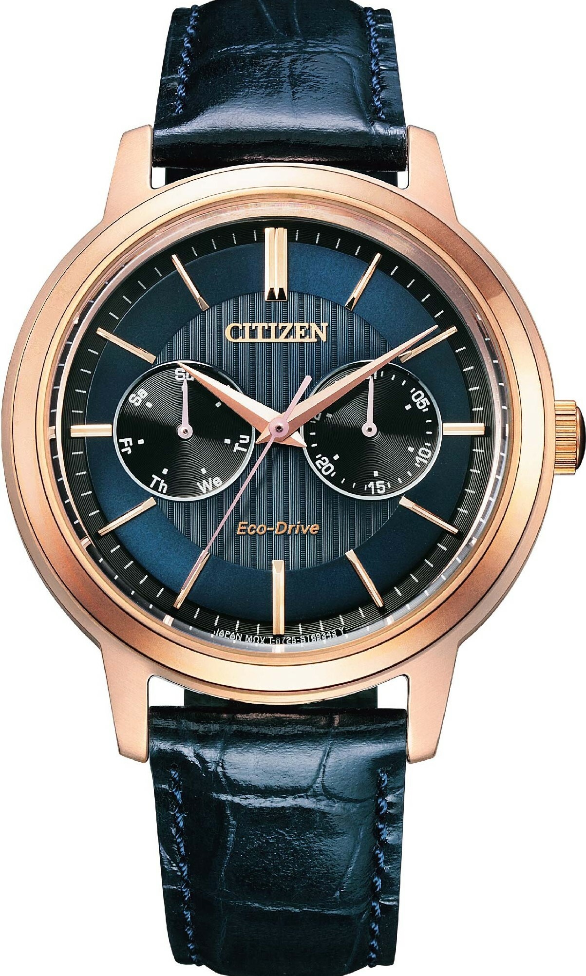 萬年鐘錶 - Citizen 星辰錶   星空藍光動能皮革男錶 BU4033-18L  錶徑41MM