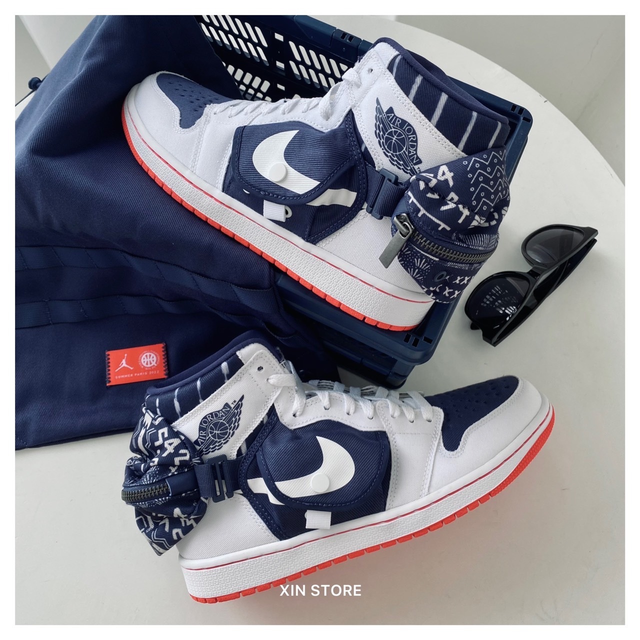 Nike Air Jordan1 High Utility Quai 高筒 喬丹 帆布袋 籃球 白藍