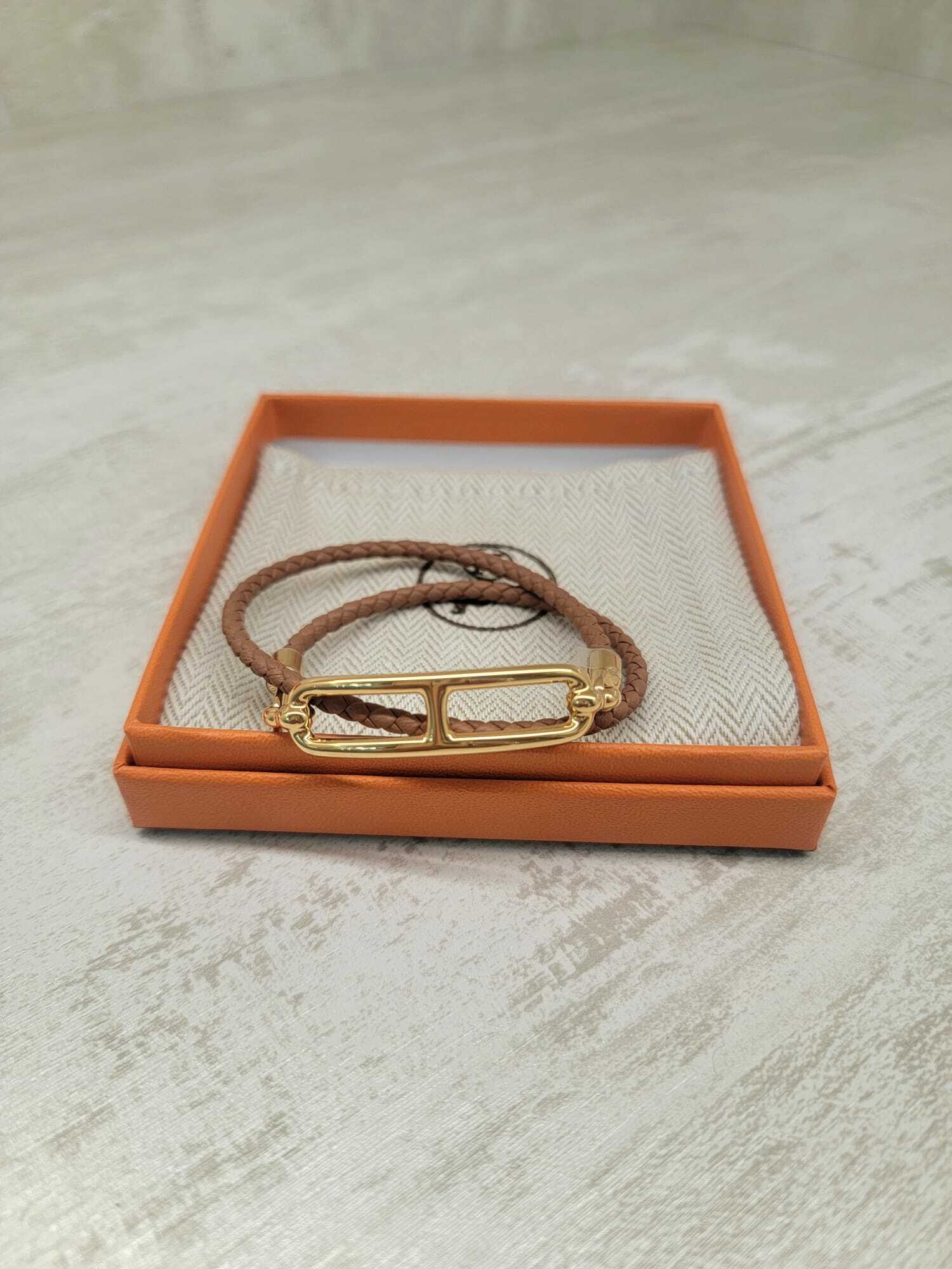 HERMES Roulis double tour bracelet GOLD F 手繩 金金