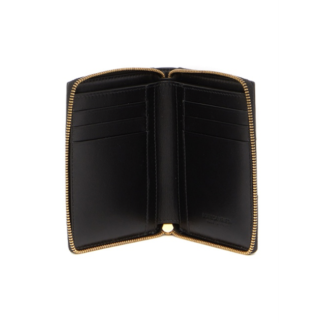 Bottega Veneta BV Intrecciato 小羊皮拉鍊錢包  短夾 黑