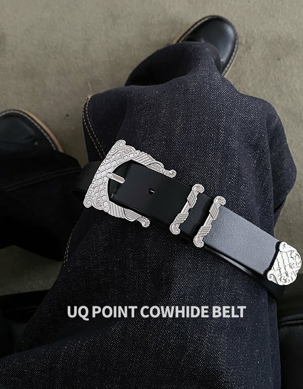 銠點綴意大利天然牛皮腰帶