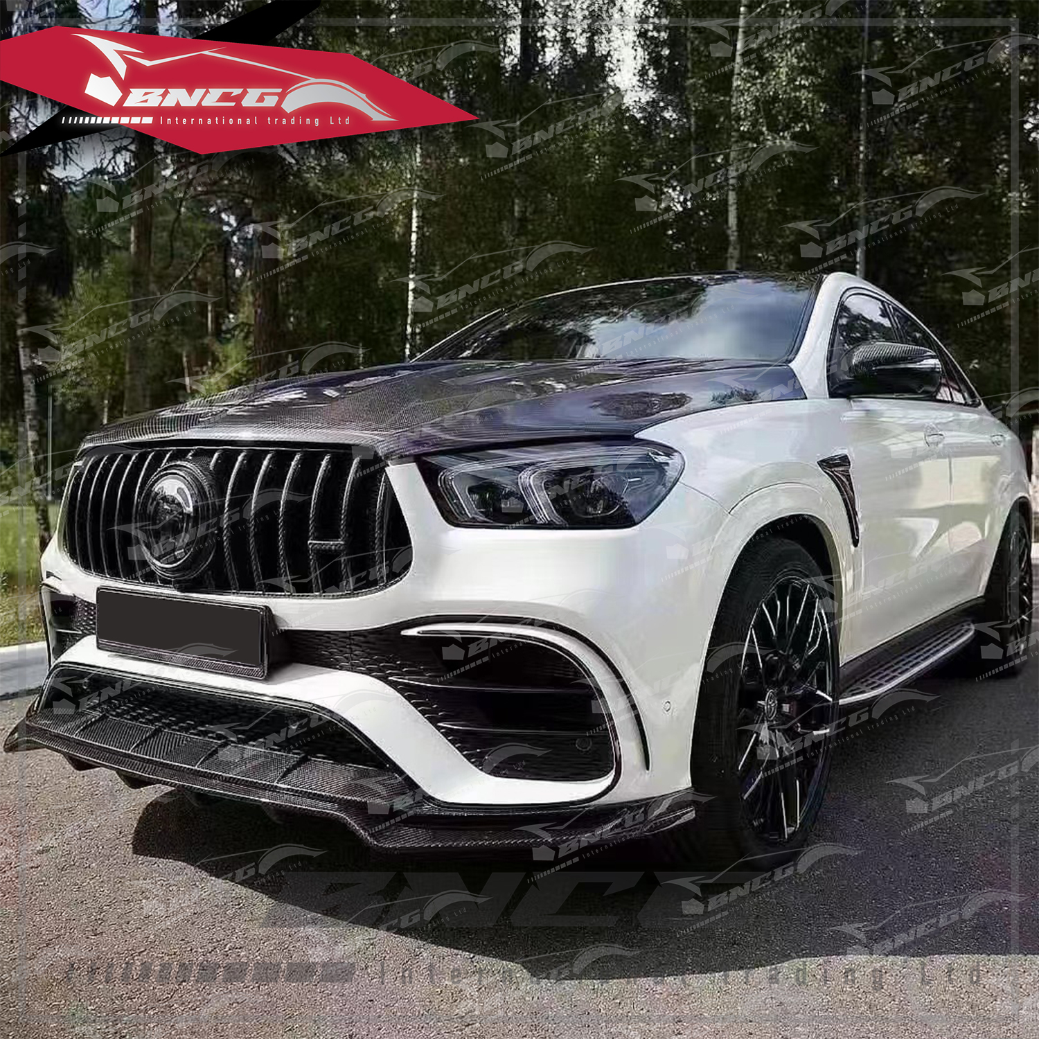 賓士Benz GLE Class C167 改裝 碳纖維 Larte款 前下巴 後下巴 尾翼 頂翼 引擎蓋