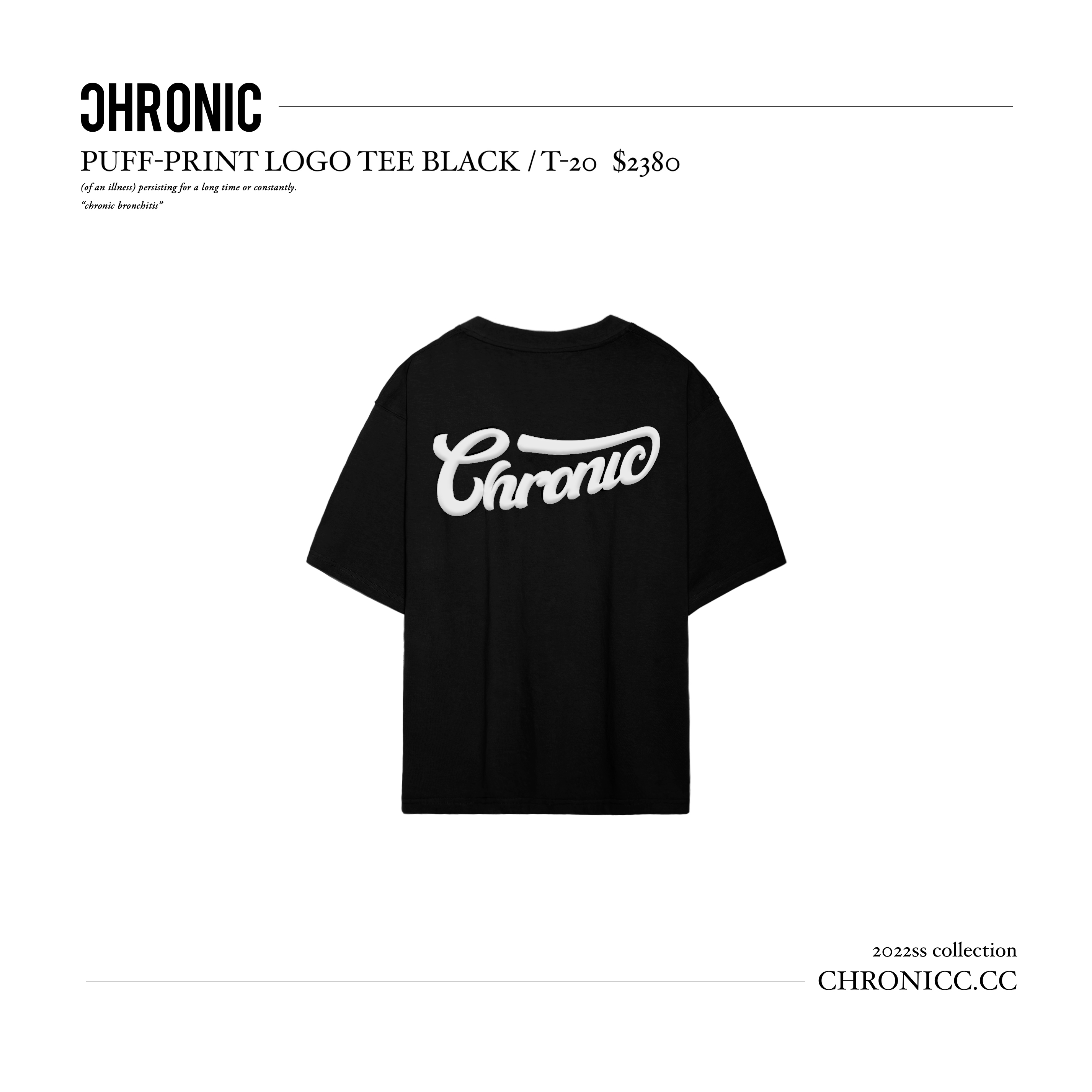 PUFF-PRINT LOGO TEE BLACK / T-20