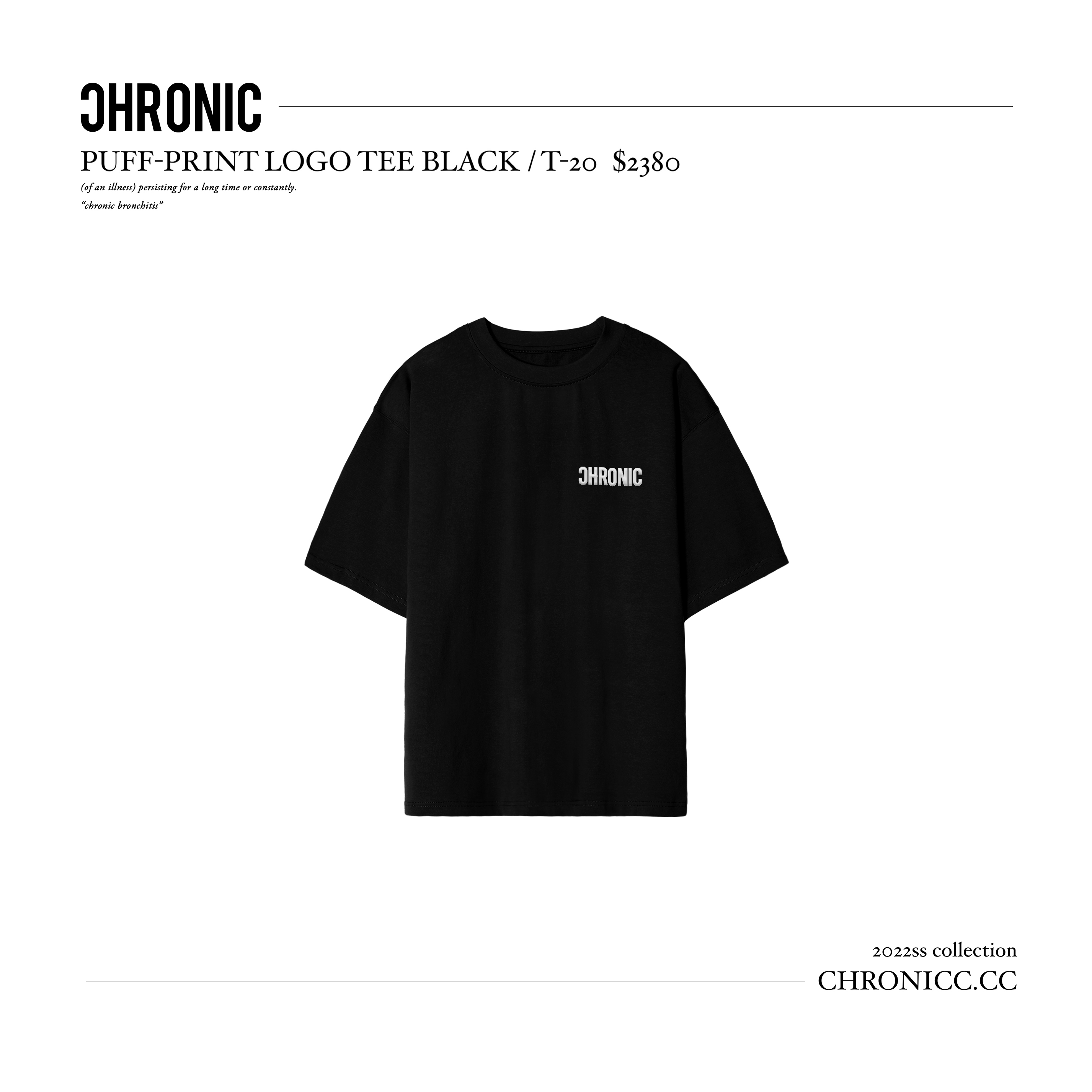 PUFF-PRINT LOGO TEE BLACK / T-20