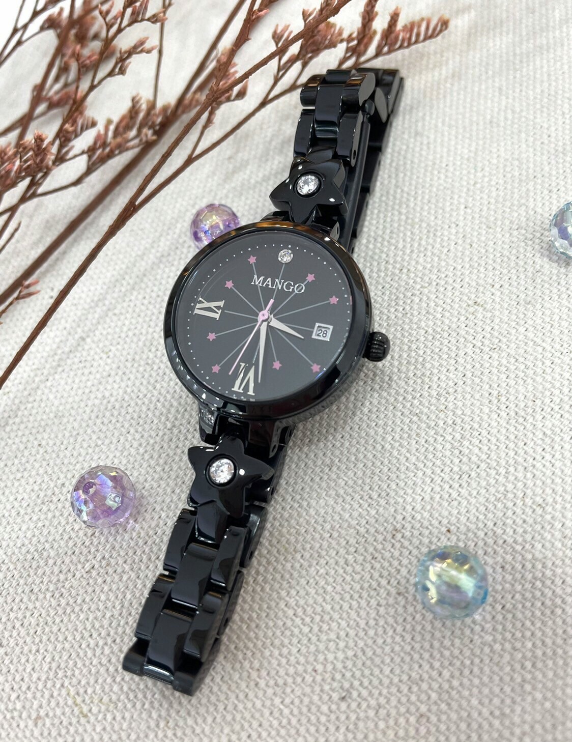 【MANGO】甜美星星造型腕錶 MA6728L-BK 28mm 現代鐘錶