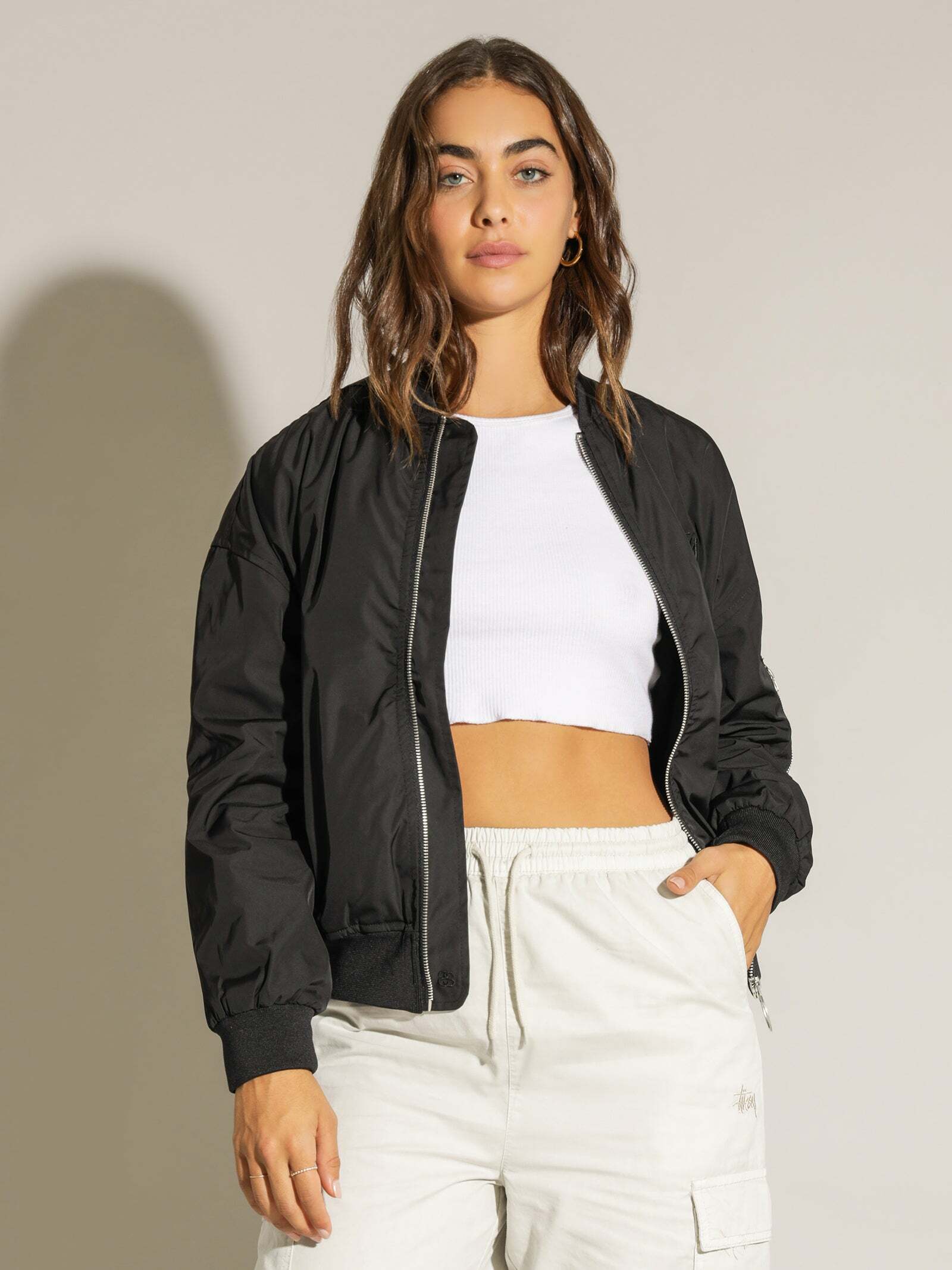 【吉米.tw】STUSSY 秋冬MA1拉鍊外套 防風 刺繡字體 黑 SEP LU