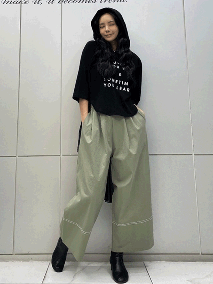 連帽拼接雪紡上衣 [ 2色 / Free ]