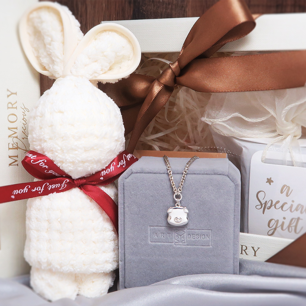 【彌月禮盒】兒童刻字手鍊 福氣小豬 細版 嬰幼兒純銀周歲禮物