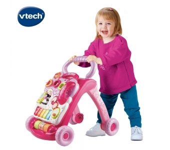 【 英國 Vtech 學習玩具 】寶寶聲光學步車 - 粉