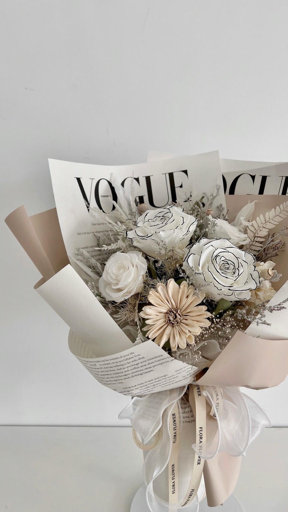 乾燥永生花束- 燕麥拿鐵午後