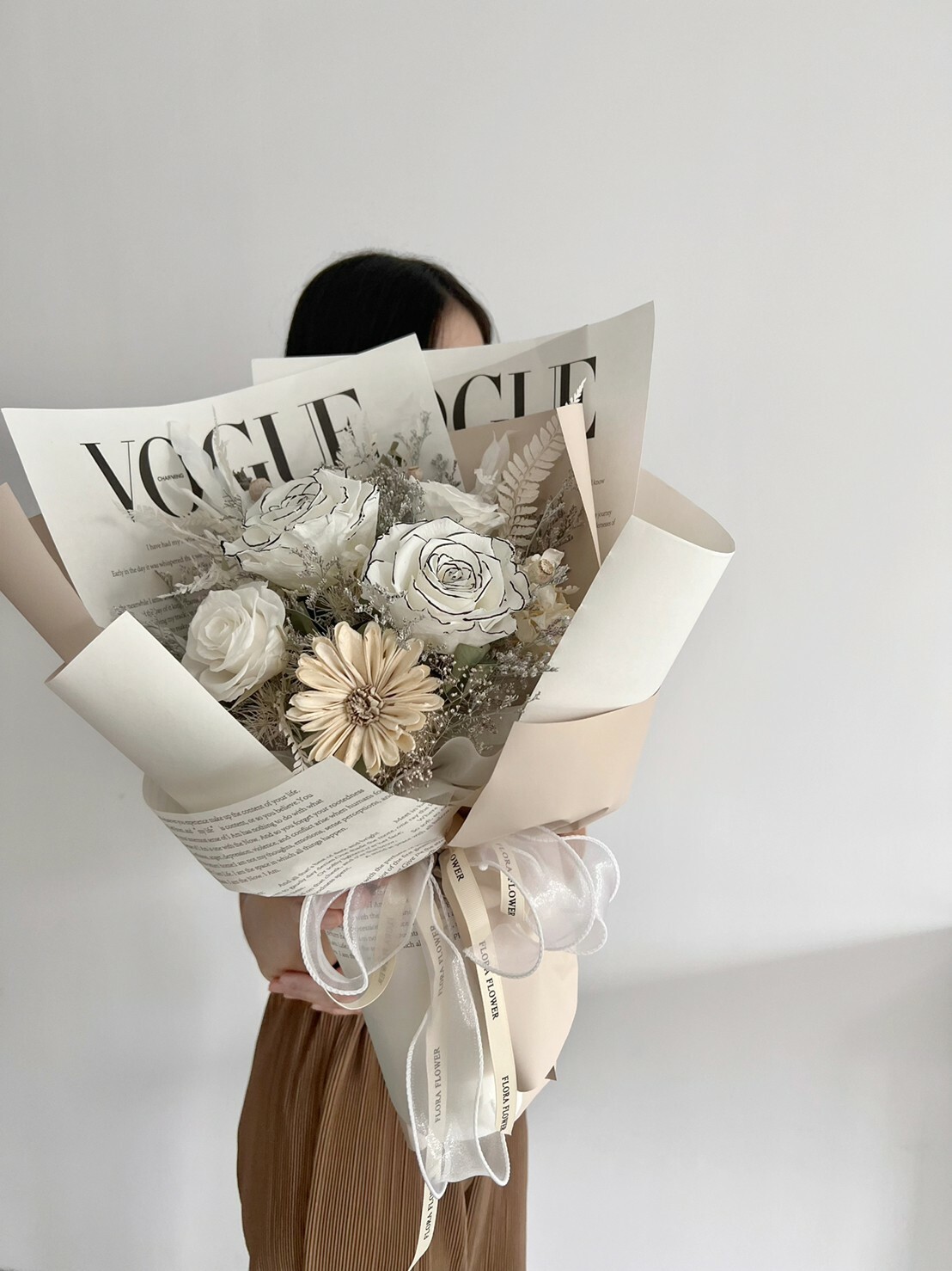 乾燥永生花束- 燕麥拿鐵午後