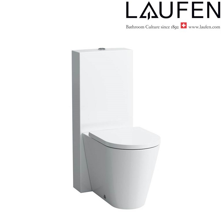 Laufen "Kartell by LAUFEN" 8.2866.1.000.881.1 + 8.2333.6.000.000.1 + 8.9133.1.000.000.1 Floorstanding Cistern & rimless toilet bowl w/ Soft Closing Cover (Back Inlet)