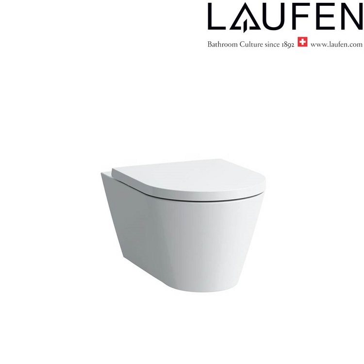 Laufen "Kartell by LAUFEN" 8.2033.7.400.000.1 + 8.9133.3.000.000.1 Rimless Wallhung Toilet (LCC) w/ Soft Closing Cover