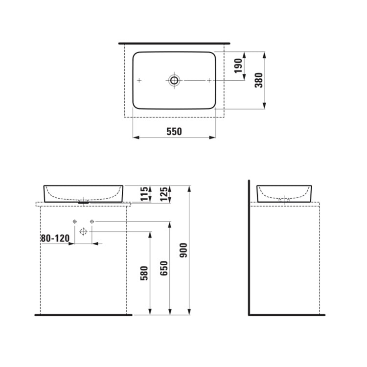 Laufen "Pro" 8.1296.5.000.112.1 Countertop Washbasin (without overflow)