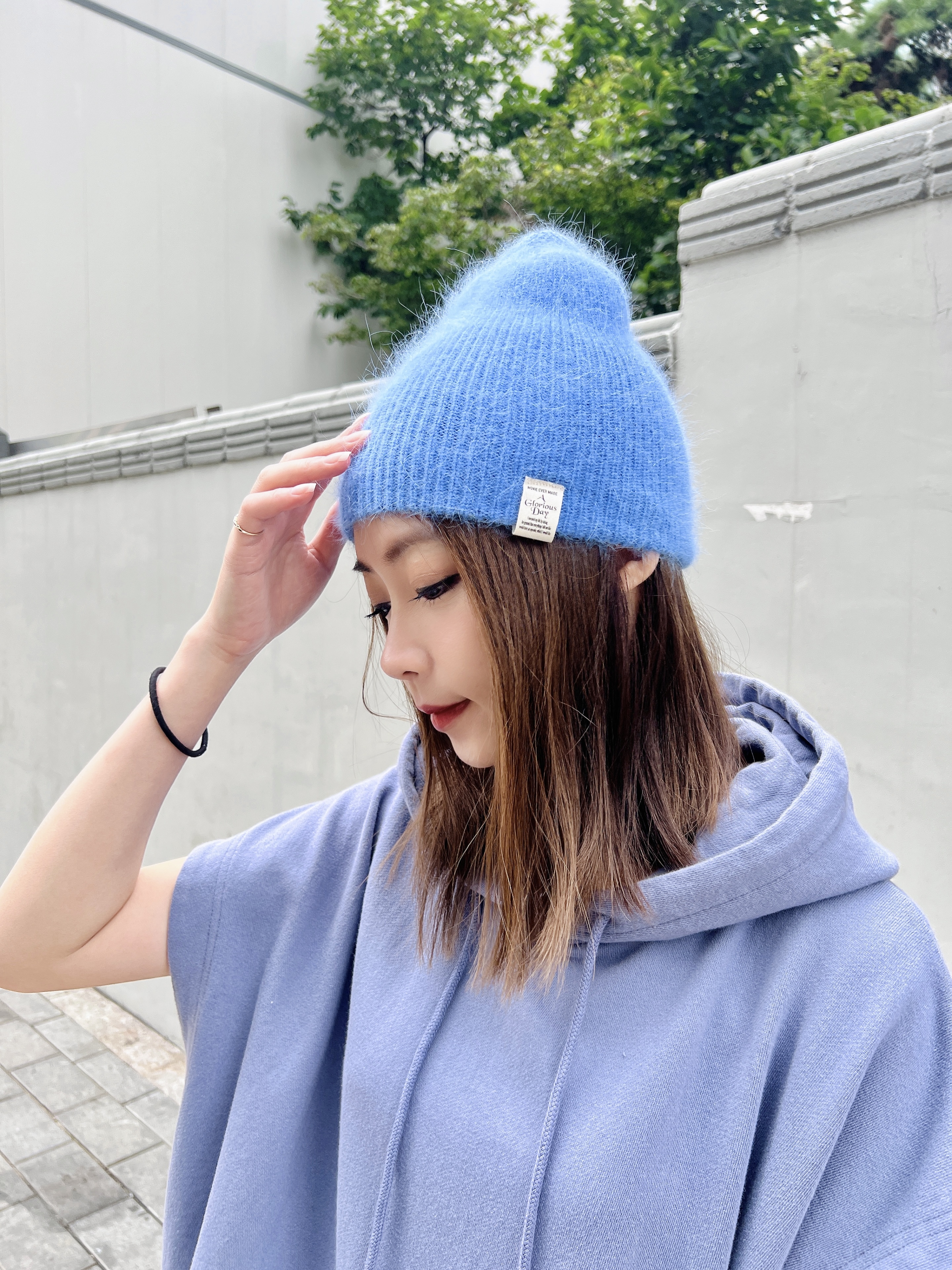 超可愛色系標籤質感毛帽