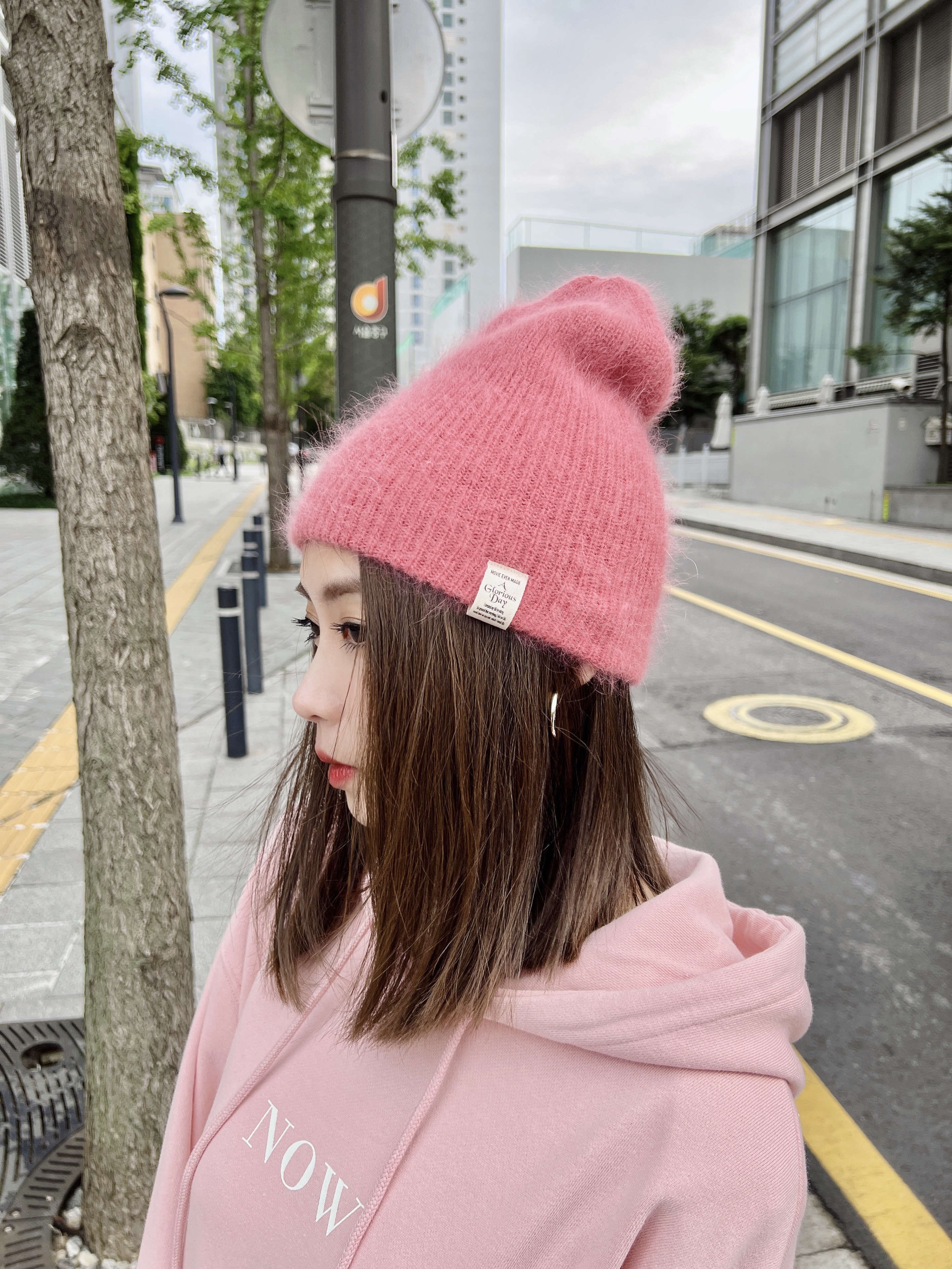 超可愛色系標籤質感毛帽